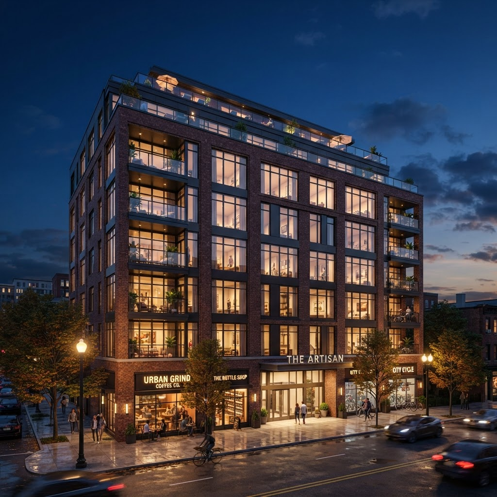 Luxury residential investment property at dusk